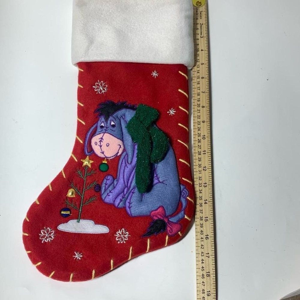 Vintage Disney Store Eeyore Felt 3D Plush Christmas Stocking 17" Winnie the Pooh - Picture 6 of 6